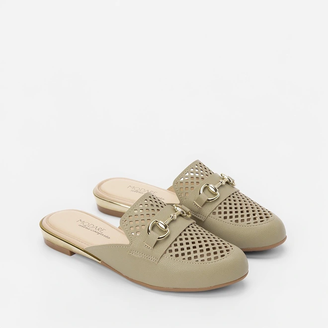 Mule Modare Ultraconforto Vazada Fivela Verde