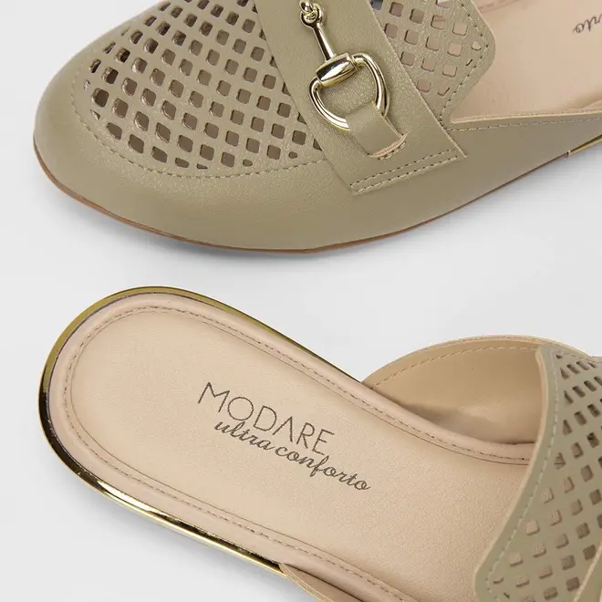 Mule Modare Ultraconforto Vazada Fivela Verde