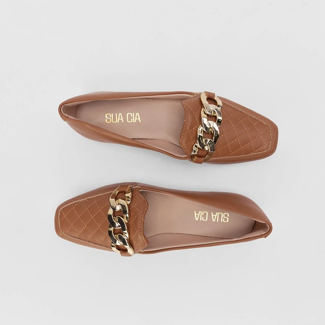 Mocassim Sua Cia Bridão Corrente Caramelo