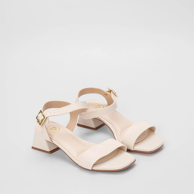 Sandália Infantil Molekinha Salto Geométrico Fivela Off White