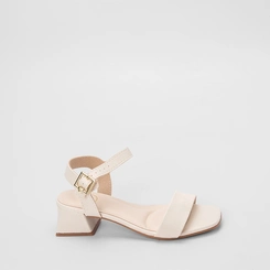 Sandália Infantil Molekinha Salto Geométrico Fivela Off White