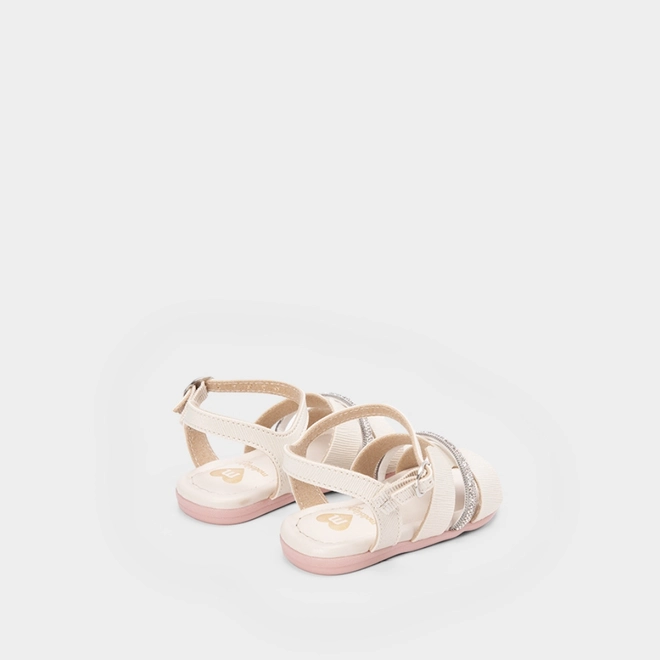 Sandália Bebê Molekinha Tira Vazada & Pedraria Off White
