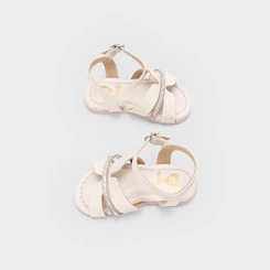 Sandália Bebê Molekinha Tira Vazada & Pedraria Off White