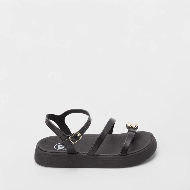 Sandália Papete Infantil Molekinha Detalhe Bold Preto