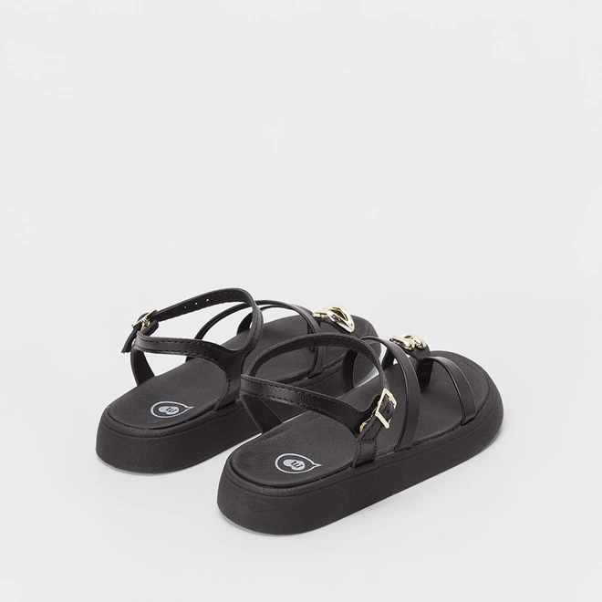 Sandália Papete Infantil Molekinha Detalhe Bold Preto