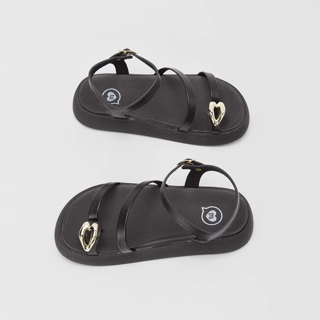 Sandália Papete Infantil Molekinha Detalhe Bold Preto