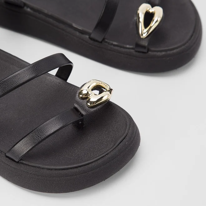 Sandália Papete Infantil Molekinha Detalhe Bold Preto