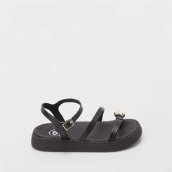 Sandália Papete Infantil Molekinha Detalhe Bold Preto