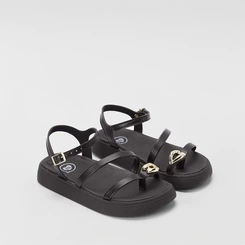 Sandália Papete Infantil Molekinha Detalhe Bold Preto