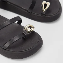 Sandália Papete Infantil Molekinha Detalhe Bold Preto