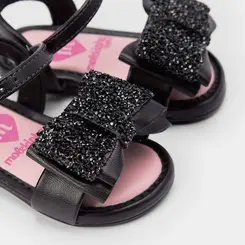Sandália Bebê Molekinha Laço Pedraria Preto