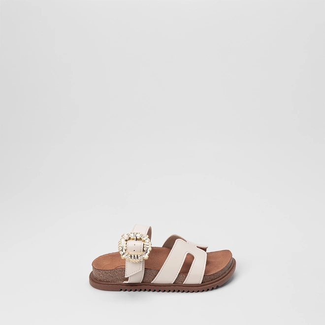Papete Infantil Molekinha Tira Vazada Enfeite Fivela & Pedraria Off White