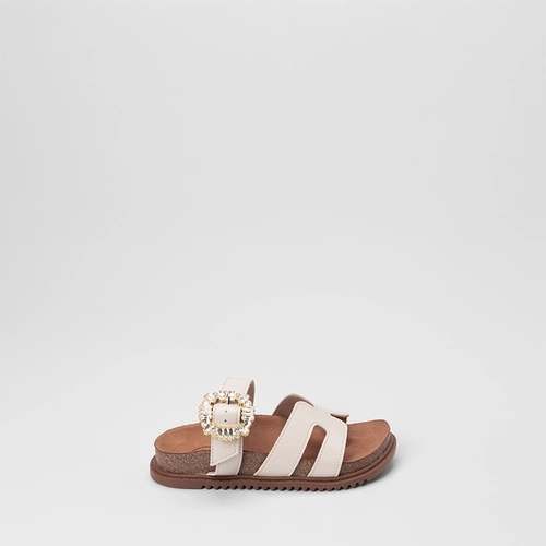 Papete Infantil Molekinha Tira Vazada Enfeite Fivela & Pedraria Off White