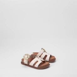Papete Infantil Molekinha Tira Vazada Enfeite Fivela & Pedraria Off White