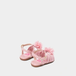 Sandália Bebê Molekinha Tiras Enfeite Flor Rosa