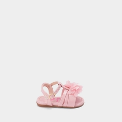Sandália Bebê Molekinha Tiras Enfeite Flor Rosa