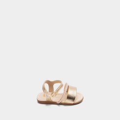 Sandalia Bebê Molekinha Tira Pérola & Strass Dourado