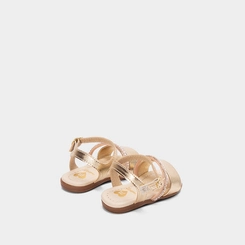 Sandalia Bebê Molekinha Tira Pérola & Strass Dourado