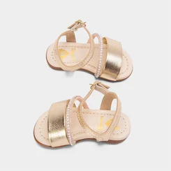 Sandalia Bebê Molekinha Tira Pérola & Strass Dourado