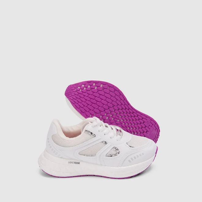 Tênis Infantil Molekinha Light Foam Recorte Gritter Branco