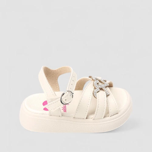 Sandália Infantil Molekinha Strass Coração Off White