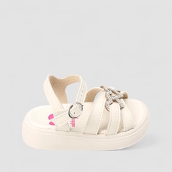 Sandália Infantil Molekinha Strass Coração Off White
