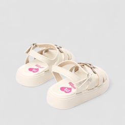 Sandália Infantil Molekinha Strass Coração Off White