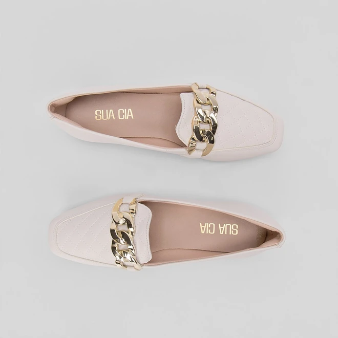 Mocassim Sua Cia Bridão Corrente Off White