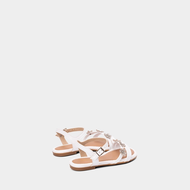 Sandália Infantil Molekinha Detalhe Flores & Strass Branco
