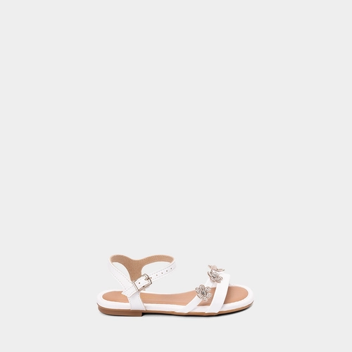 Sandália Infantil Molekinha Detalhe Flores & Strass Branco