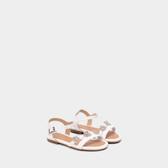 Sandália Infantil Molekinha Detalhe Flores & Strass Branco