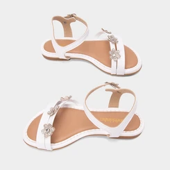Sandália Infantil Molekinha Detalhe Flores & Strass Branco