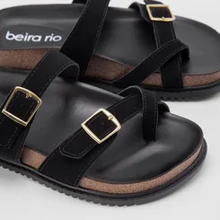 Papete Feminina Beira Rio Tira Slim Fivela Preto