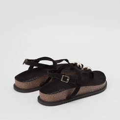 Sandália Feminina Beira Rio Nobuck Detalhe Bold Preto