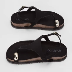 Sandália Feminina Beira Rio Nobuck Detalhe Bold Preto