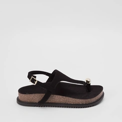 Sandália Feminina Beira Rio Nobuck Detalhe Bold Preto