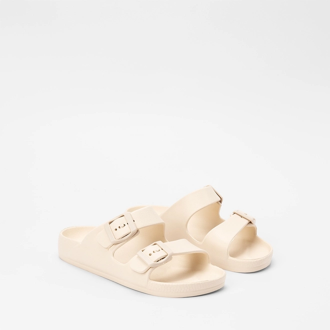 Slide Feminino Gabriela Tiras Dupla Fivela Off White