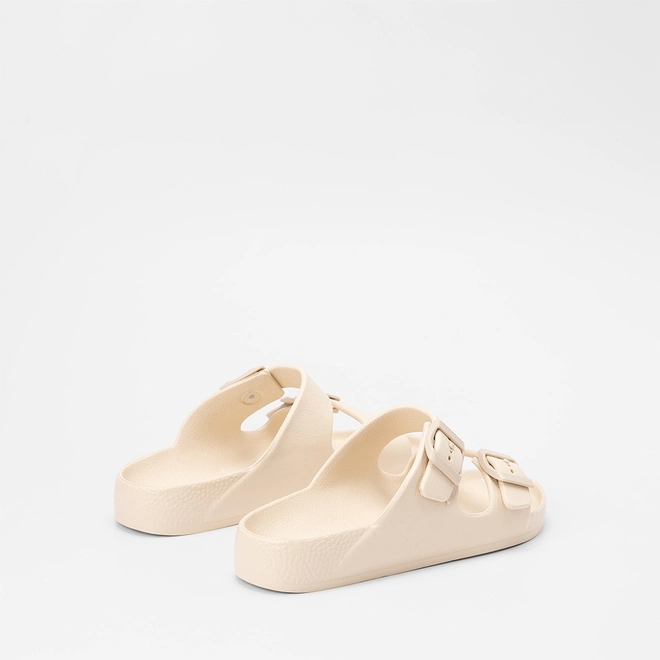 Slide Feminino Gabriela Tiras Dupla Fivela Off White
