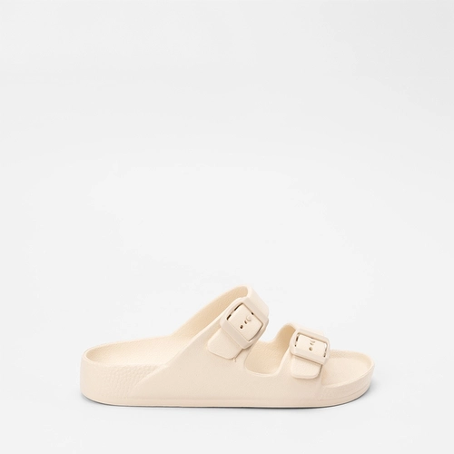 Slide Feminino Gabriela Tiras Dupla Fivela Off White