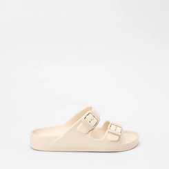 Slide Feminino Gabriela Tiras Dupla Fivela Off White