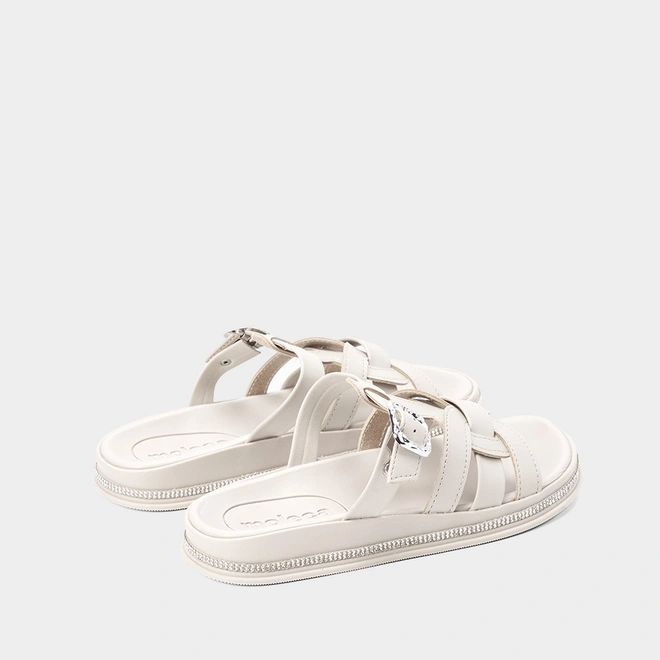 Papete Moleca Tira & Fivela Estilizadas Strass Cinza