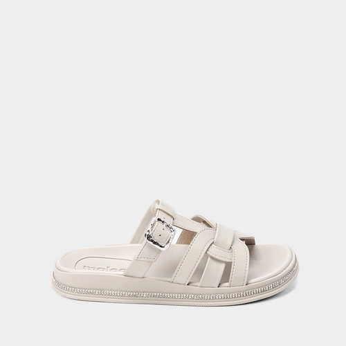 Papete Moleca Tira & Fivela Estilizadas Strass Cinza
