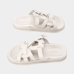 Papete Moleca Tira & Fivela Estilizadas Strass Cinza