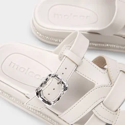 Papete Moleca Tira & Fivela Estilizadas Strass Cinza