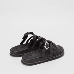Papete Moleca Tira & Fivela Estilizadas Strass Preto