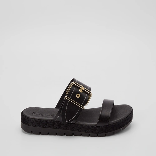 Papete Moleca Flatform Tressê Tira Ampla Fivela Preto