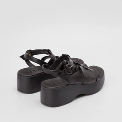 Sandália Moleca Anabela 3 Tiras Preto