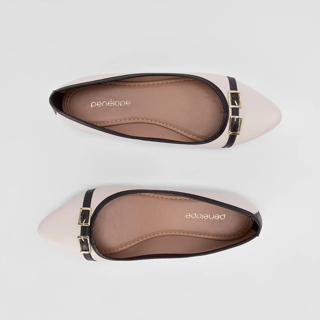 Sapatilha Feminina Penélope Detalhe Fivela Off White