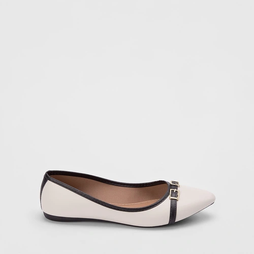 Sapatilha Feminina Penélope Detalhe Fivela Off White