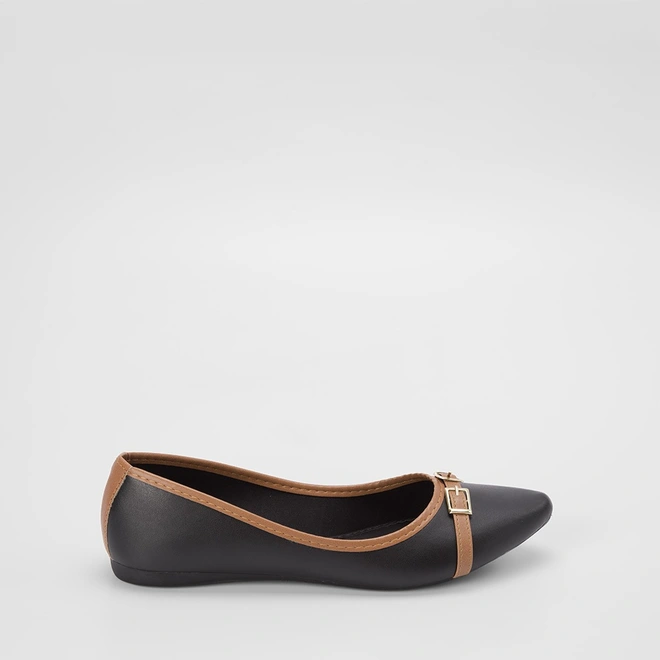 Sapatilha Feminina Penélope Detalhe Fivela Preto